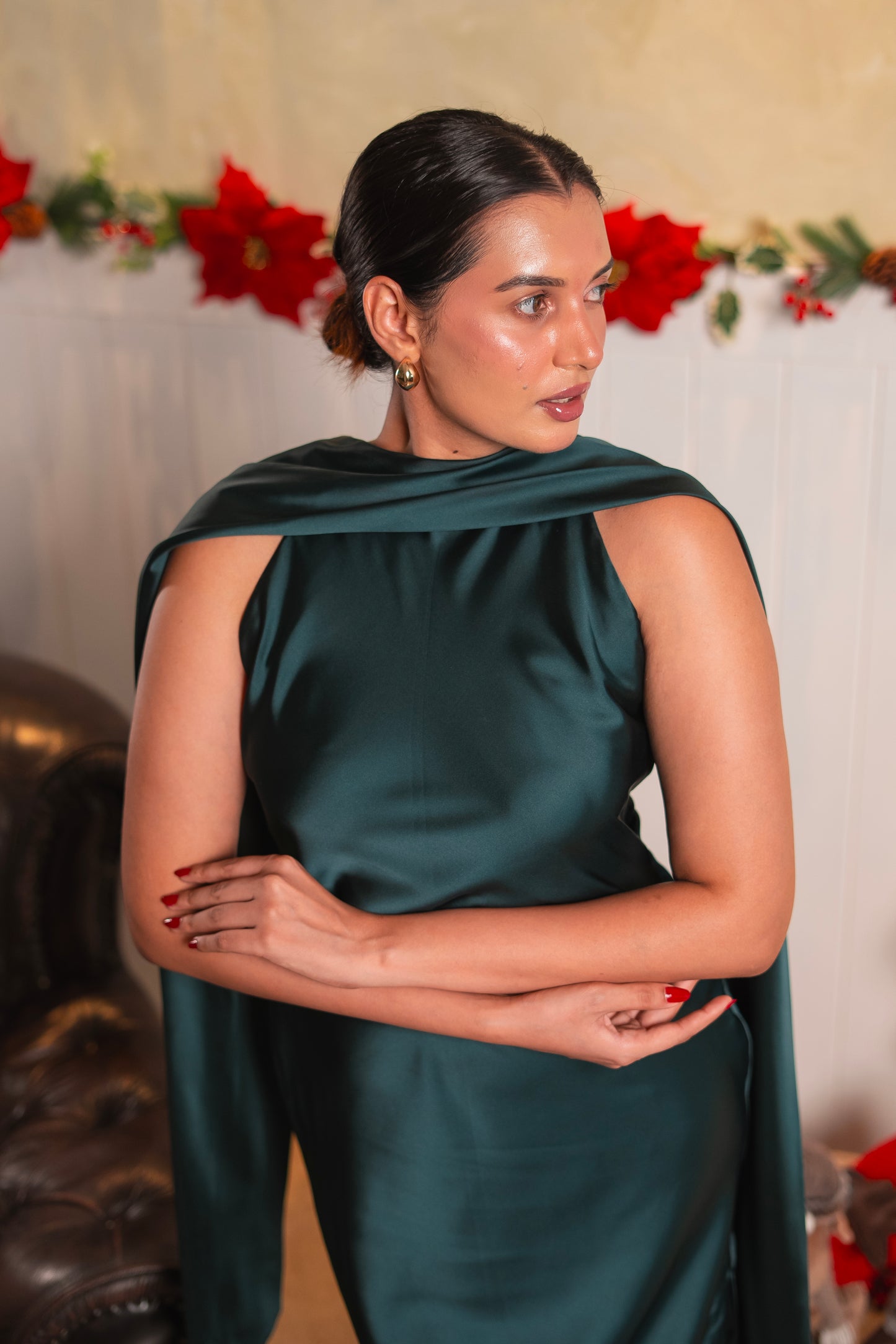 EMERALD SILK DRESS