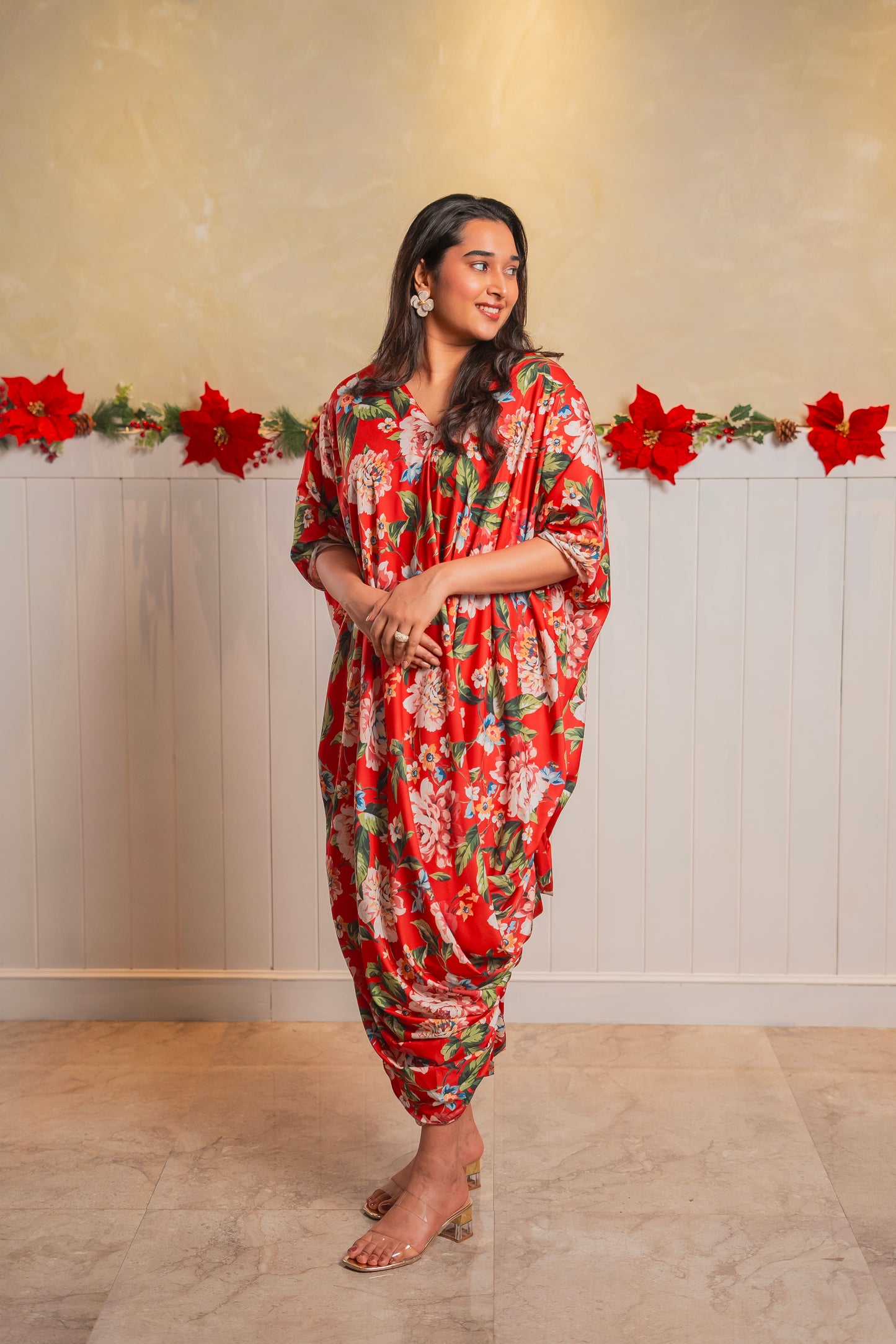 SCARLET BLOOM KAFTAN DRESS