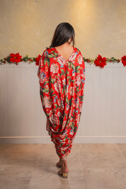 SCARLET BLOOM KAFTAN DRESS